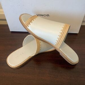 Vince soft top grain all leather open toe slip-on slide sandal size 6